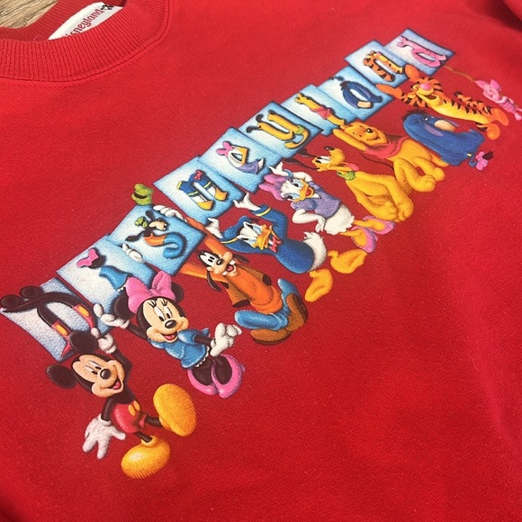 Vintage Disneyland Mickey & Friends Sweatshirt Red Youth Large Made in USA - Picture 4 of 10